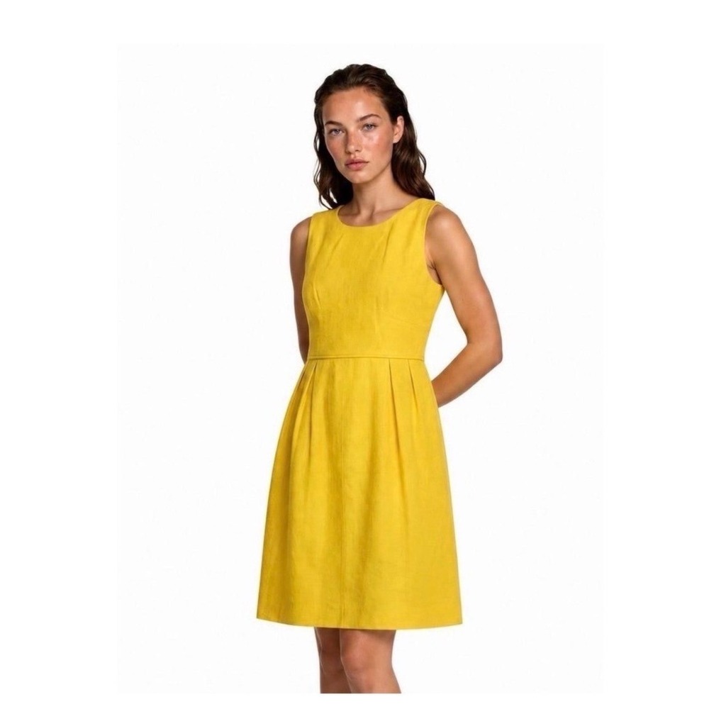 J. Crew Yellow Textured Cotton Pique‎ Sleeveless Fit & Flare Dress 10